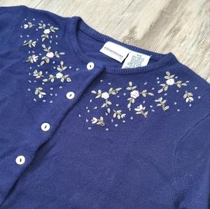 Navy cardigan with floral embroidery